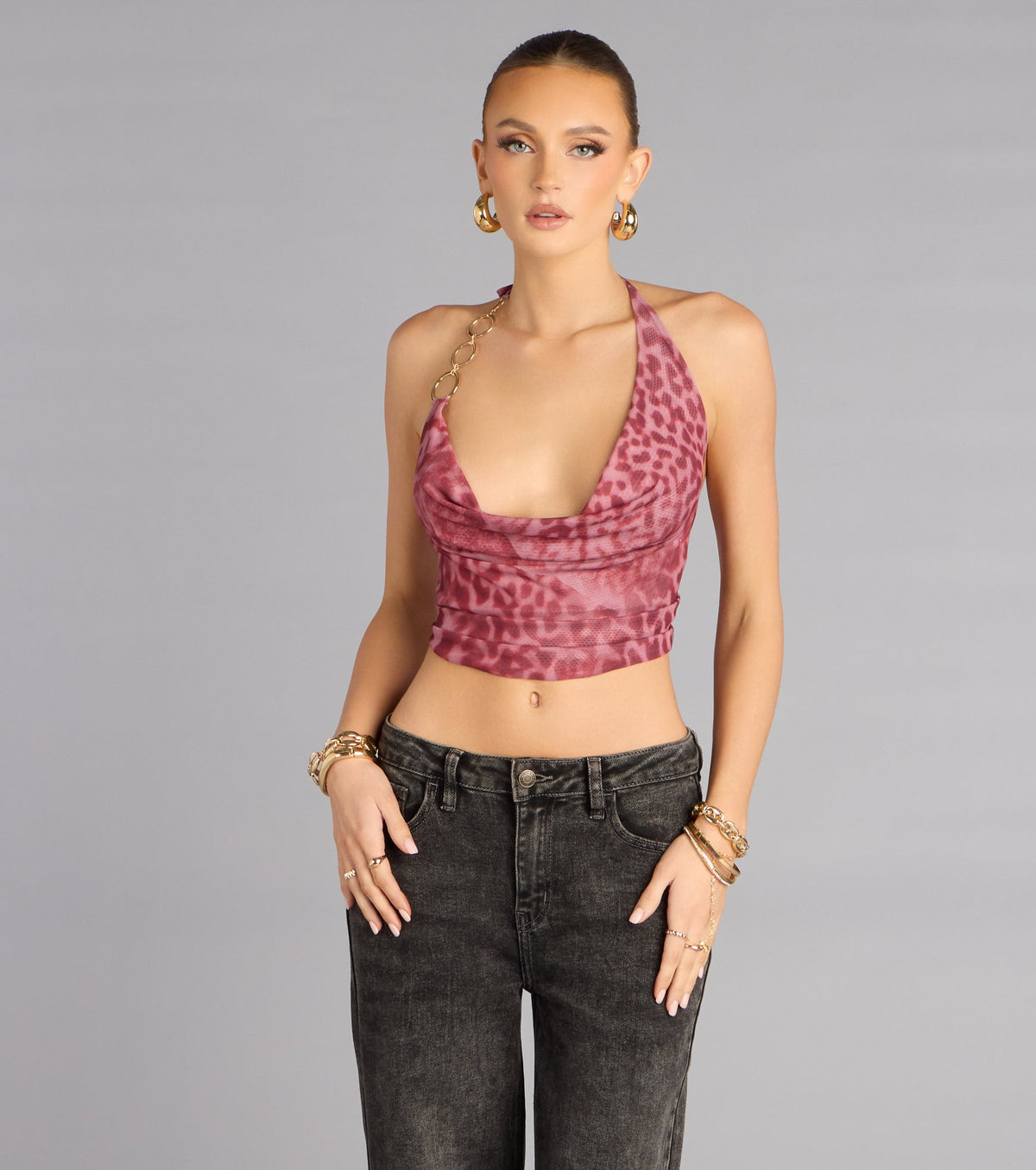 Spice Play Cheetah Mesh Crop Top