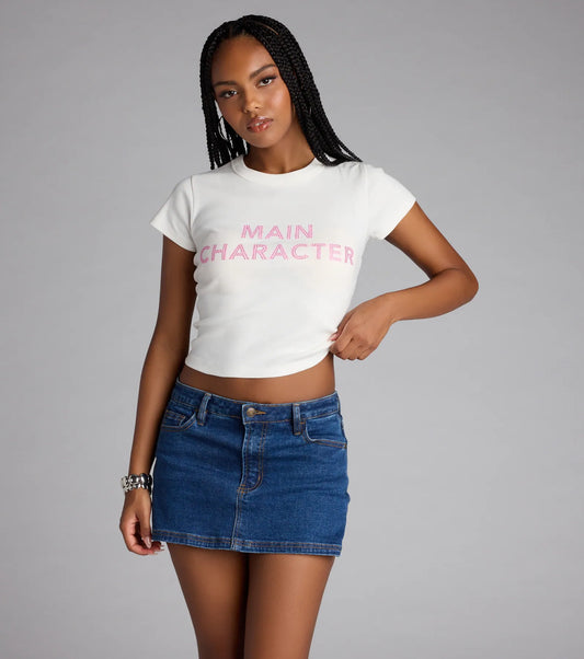 Main Character Rhinestone Baby Tee