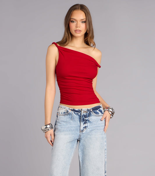 Instantly Styled Twisted One-Shoulder Top