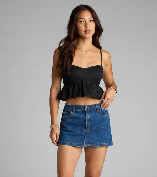 Sweetheart Status Babydoll Crop Top