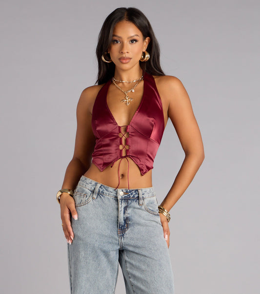 Night Moves Satin Halter Top