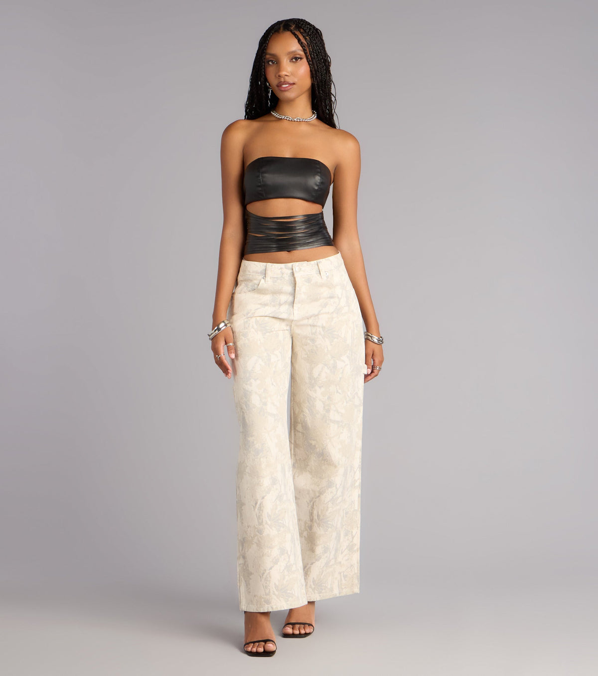 Confidently Bold Strappy Faux Leather Tube Top