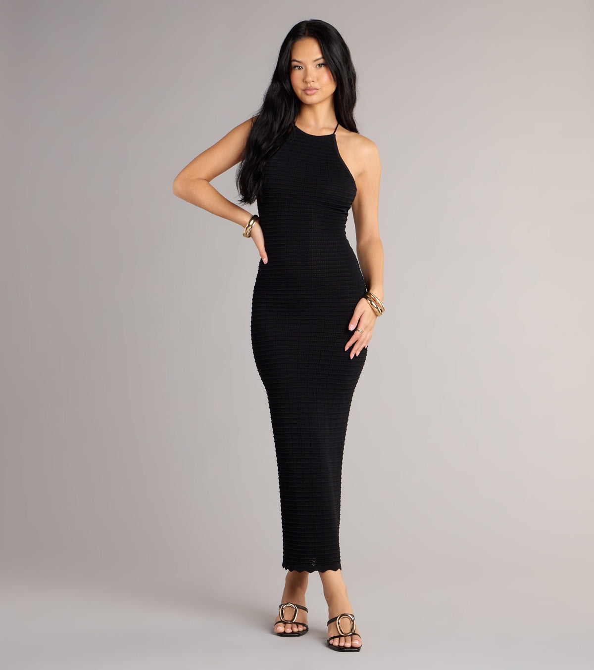 It Girl High Neck Lace Up Maxi Dress