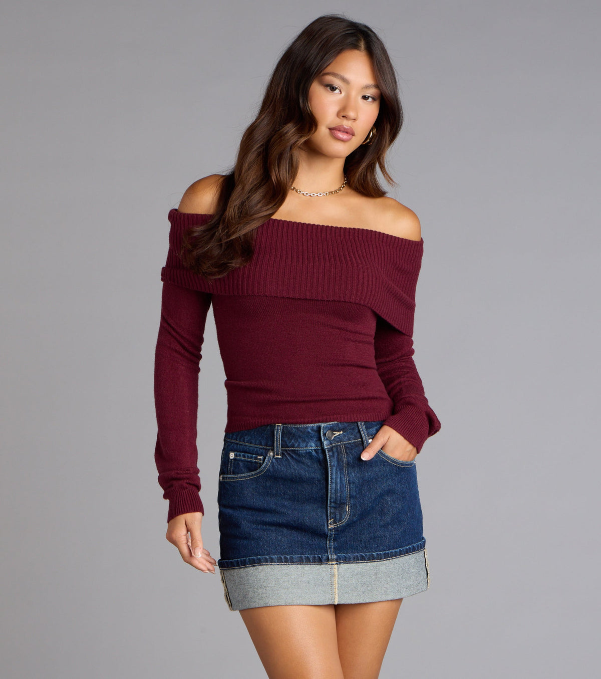 Autumn Allure Off-The-Shoulder Sweater