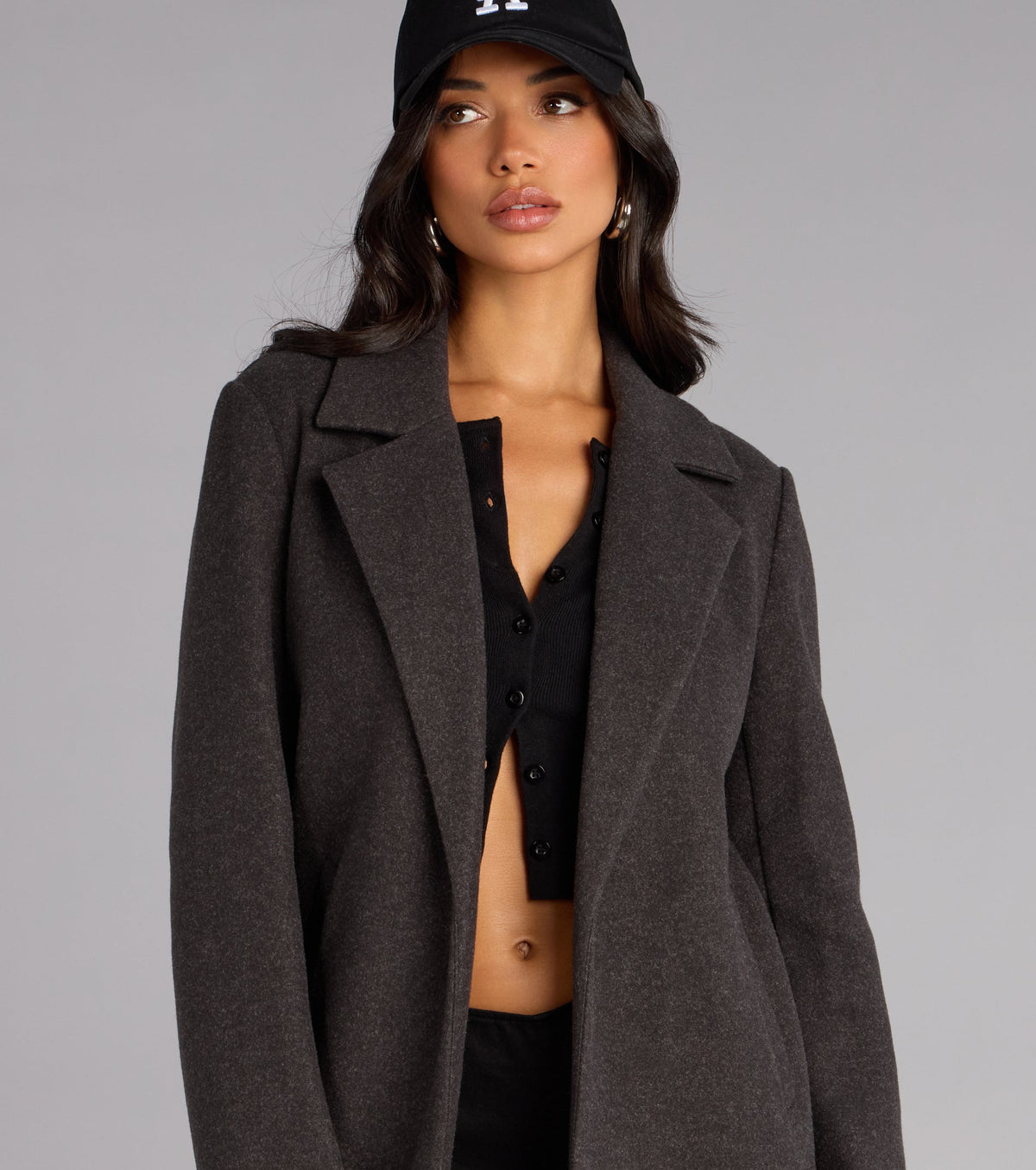 Chic Agenda Faux Wool Trench Coat