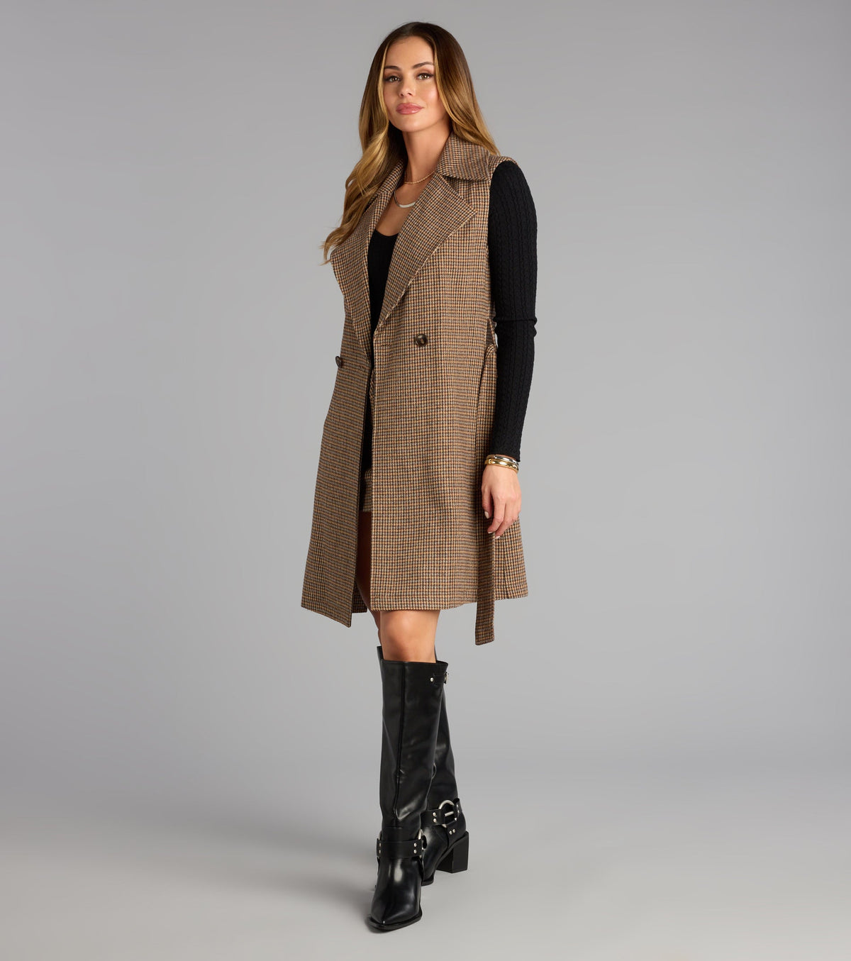 Checkmate Plaid Trench Vest