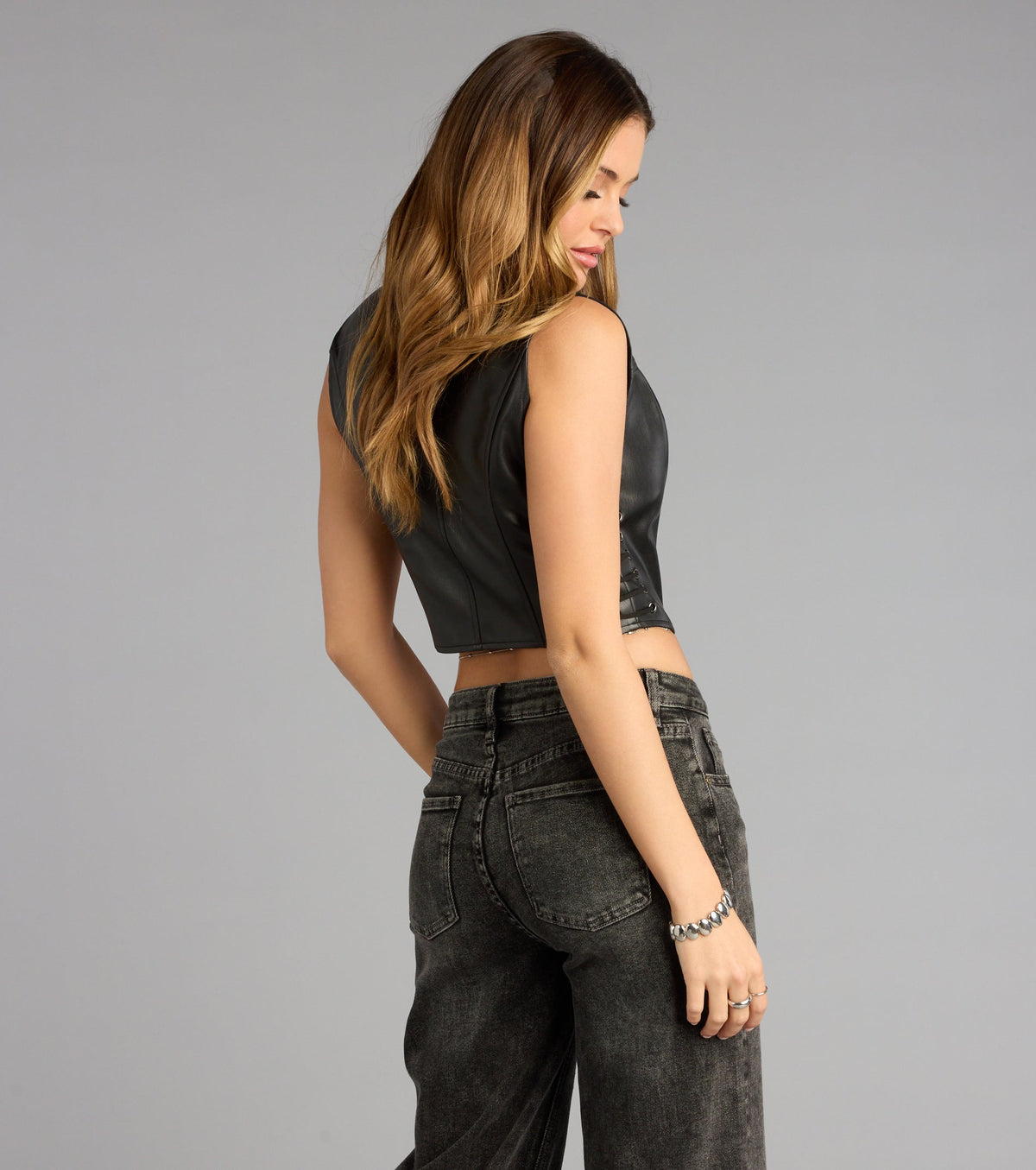 Cute Rebel Lace-Up Stitch Vest