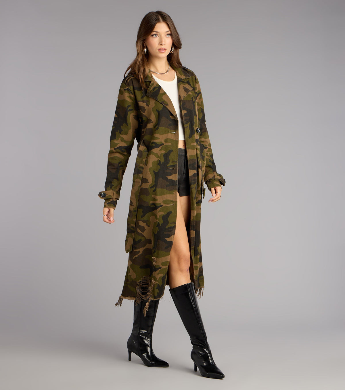 Street Command Camouflage Trench Coat