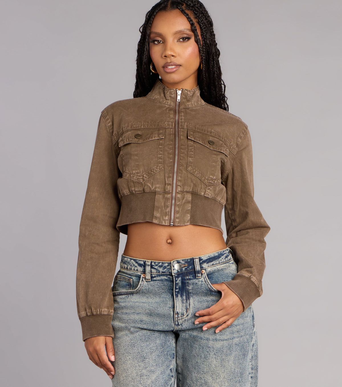 Street Style Mood Cropped Bomber Jacket