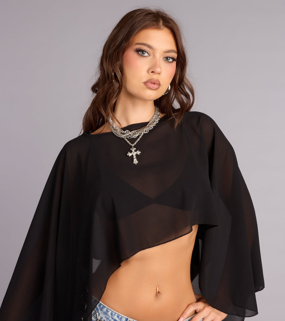 Midnight Air Sheer Mesh Poncho