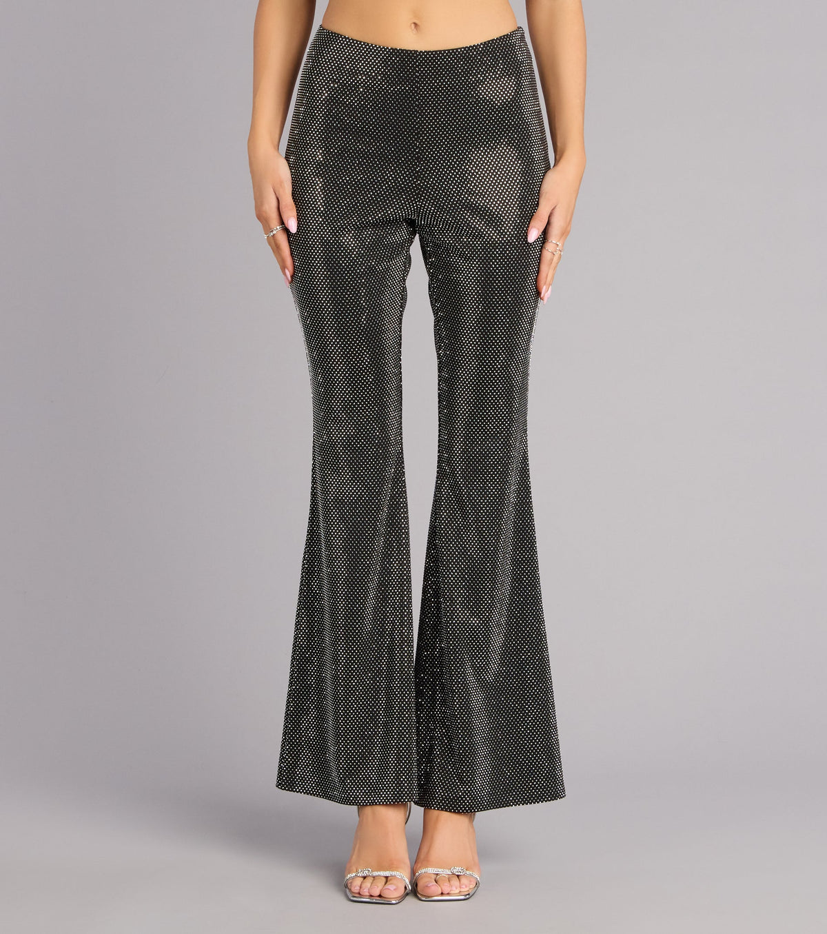 Midnight Spark Rhinestone Flare Pants