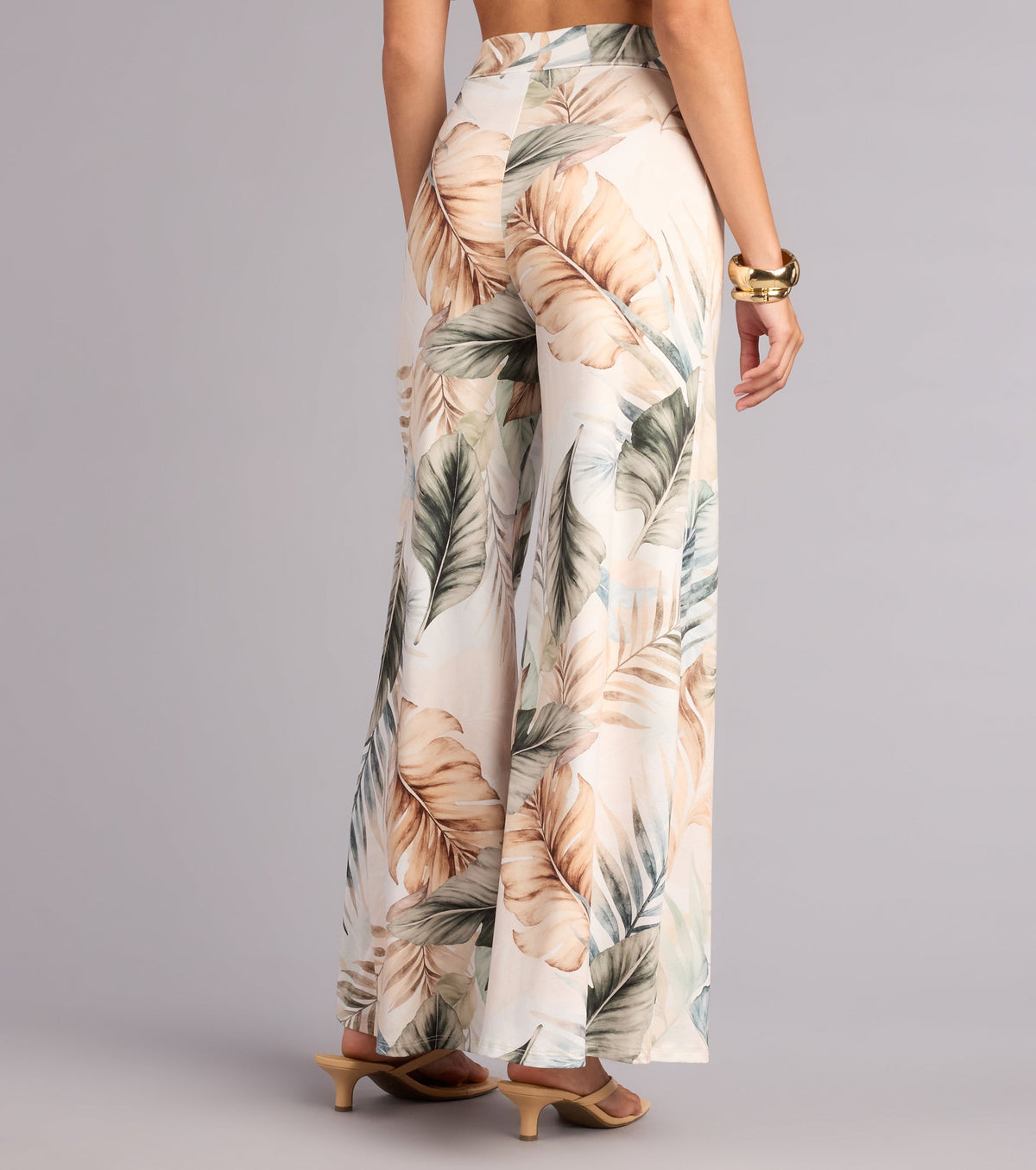 Getaway Mode Tropical Print Wide-Leg Pants