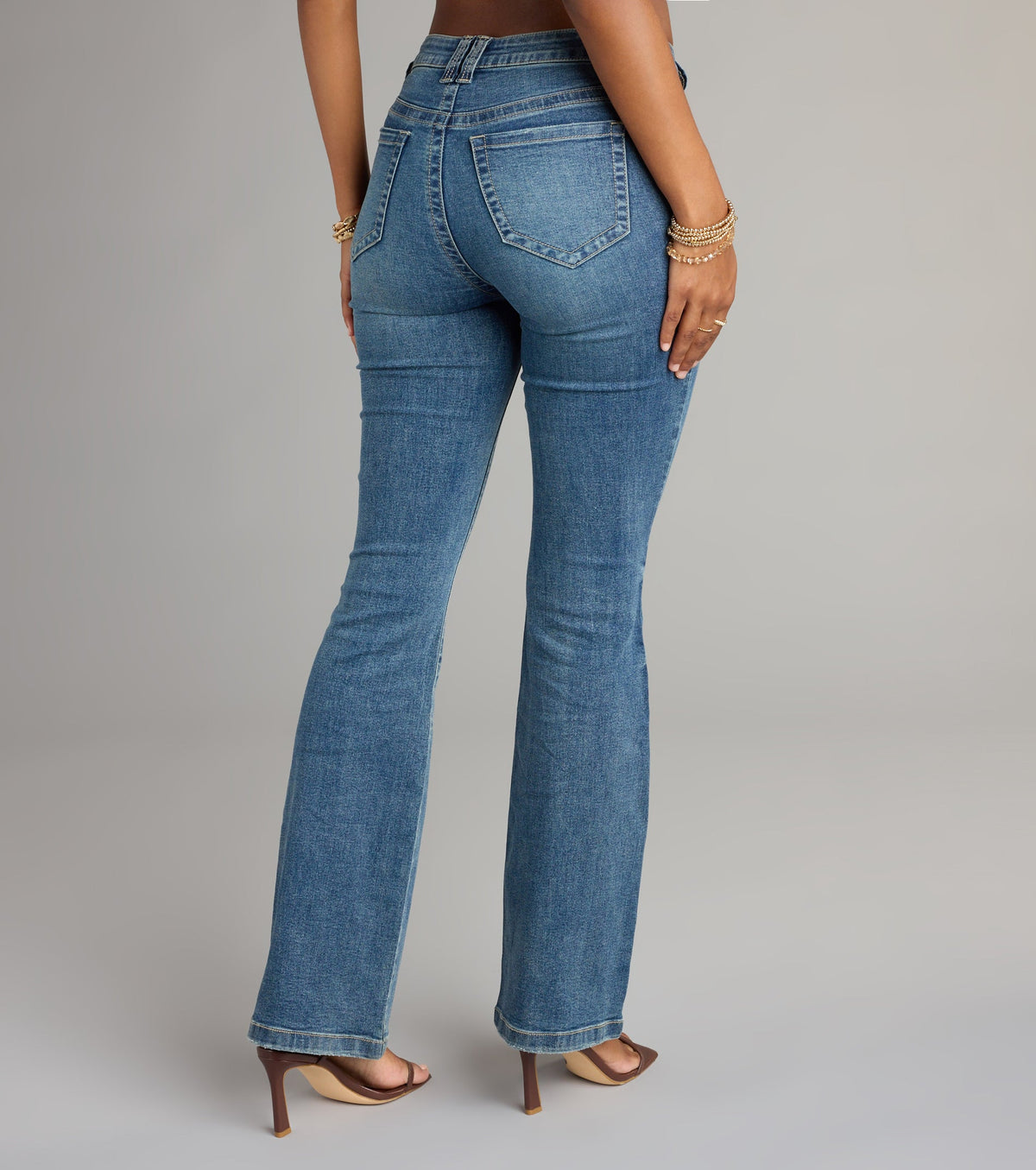 Walk This Way Mid Rise Flare Denim Jeans