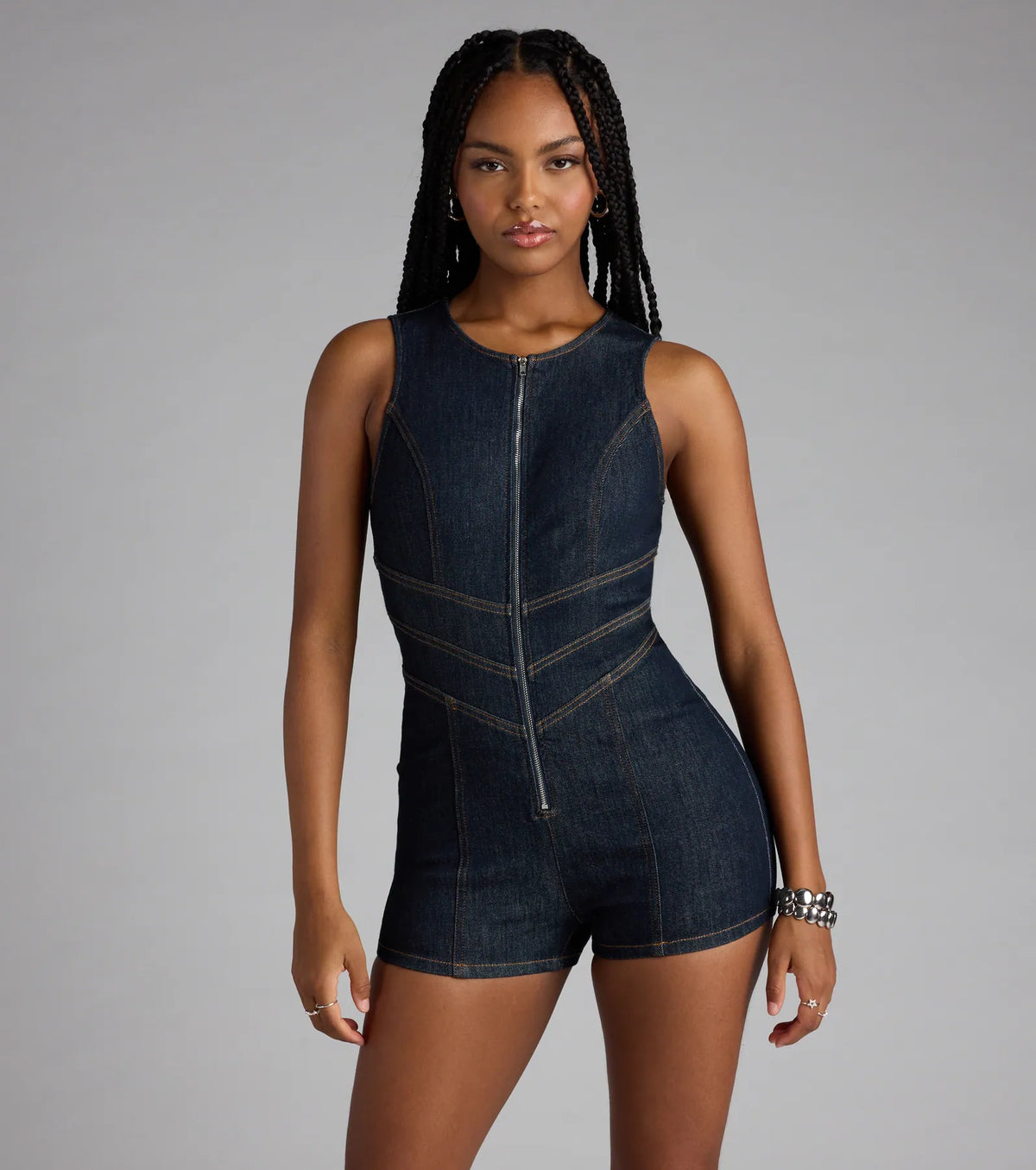 Steal Your Heart Denim Romper