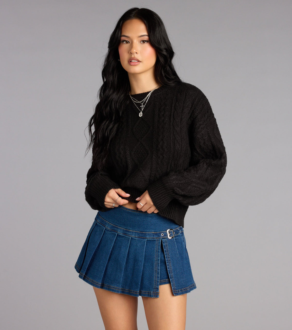 Cool Intentions Pleated Denim Mini Skort