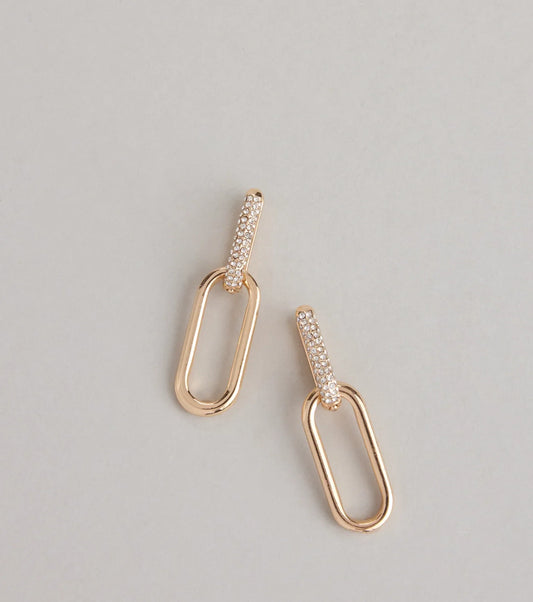Glow Mode Chain Rhinestone Earrings