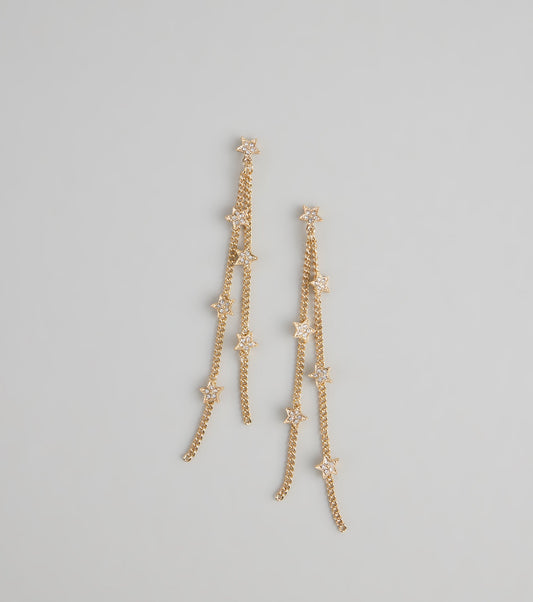 Catch The Glow Rhinestone Star Linear Earrings