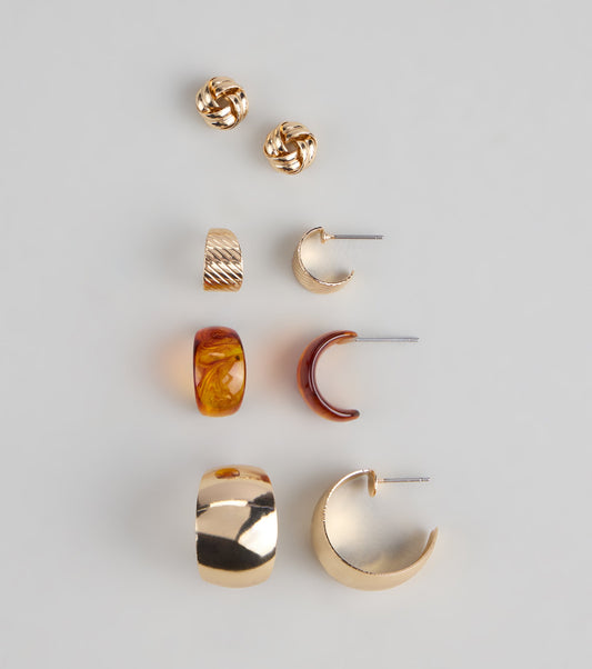 Mix It Up Hoop And Stud Earrings Set
