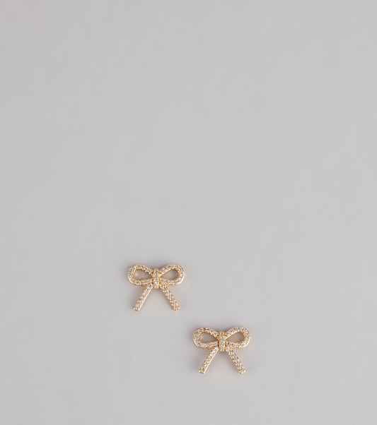 Tied To Shine Bow Stud Earrings