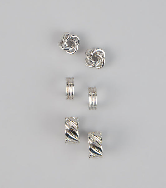 Three Times the Shine Hoop Earring Set