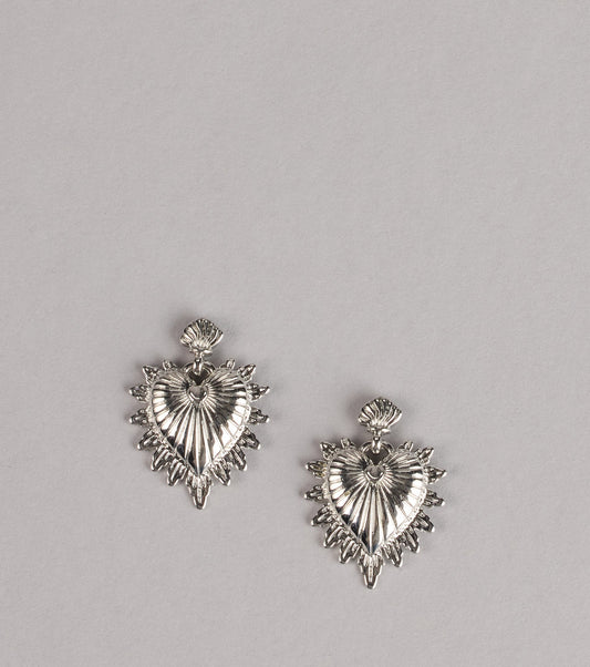 Burning Love Sacred Heart Earrings