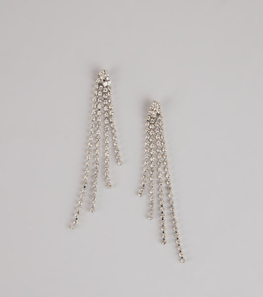 Rhinestone Drip Fringe Earrings