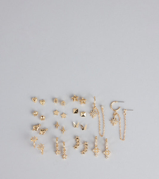 Charm Rotation Rhinestone Earrings Set