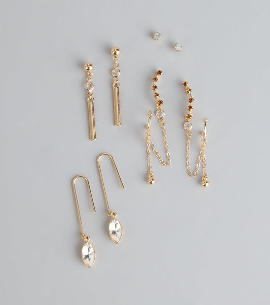 Mix It Up Mood Rhinestone Earrings Set