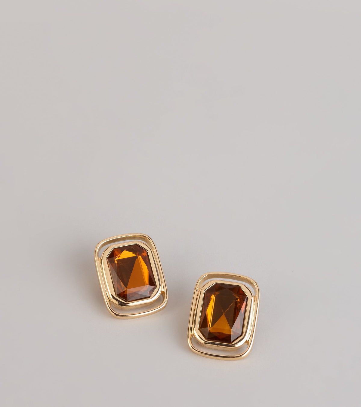 Bold Detail Statement Stone Stud Earrings