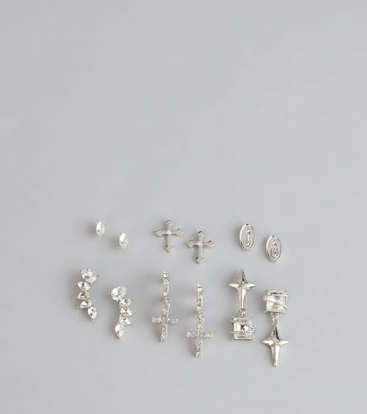 Switch Up Your Vibe Rhinestone Earrings Set