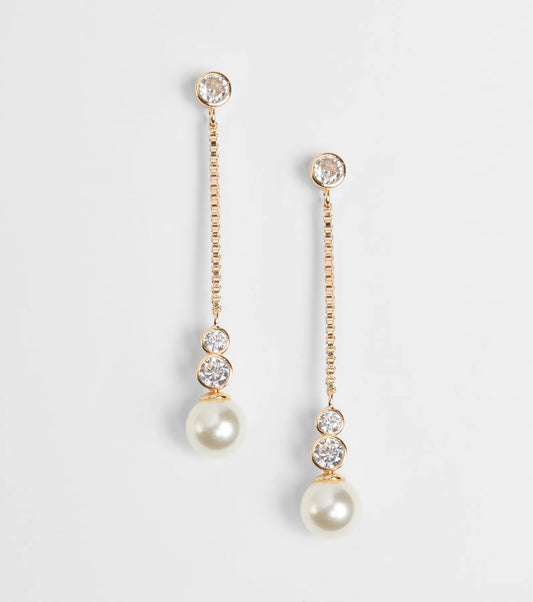 Set In Stone Pearl Rhinestone Earrings