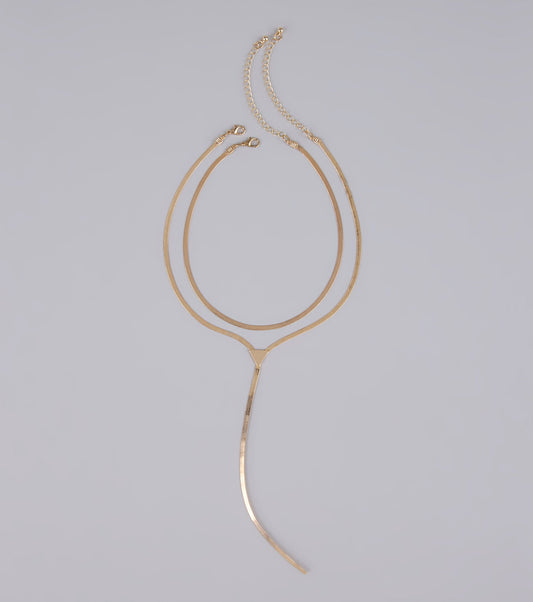 Double Trouble Snake Chain Lariat Necklace Set