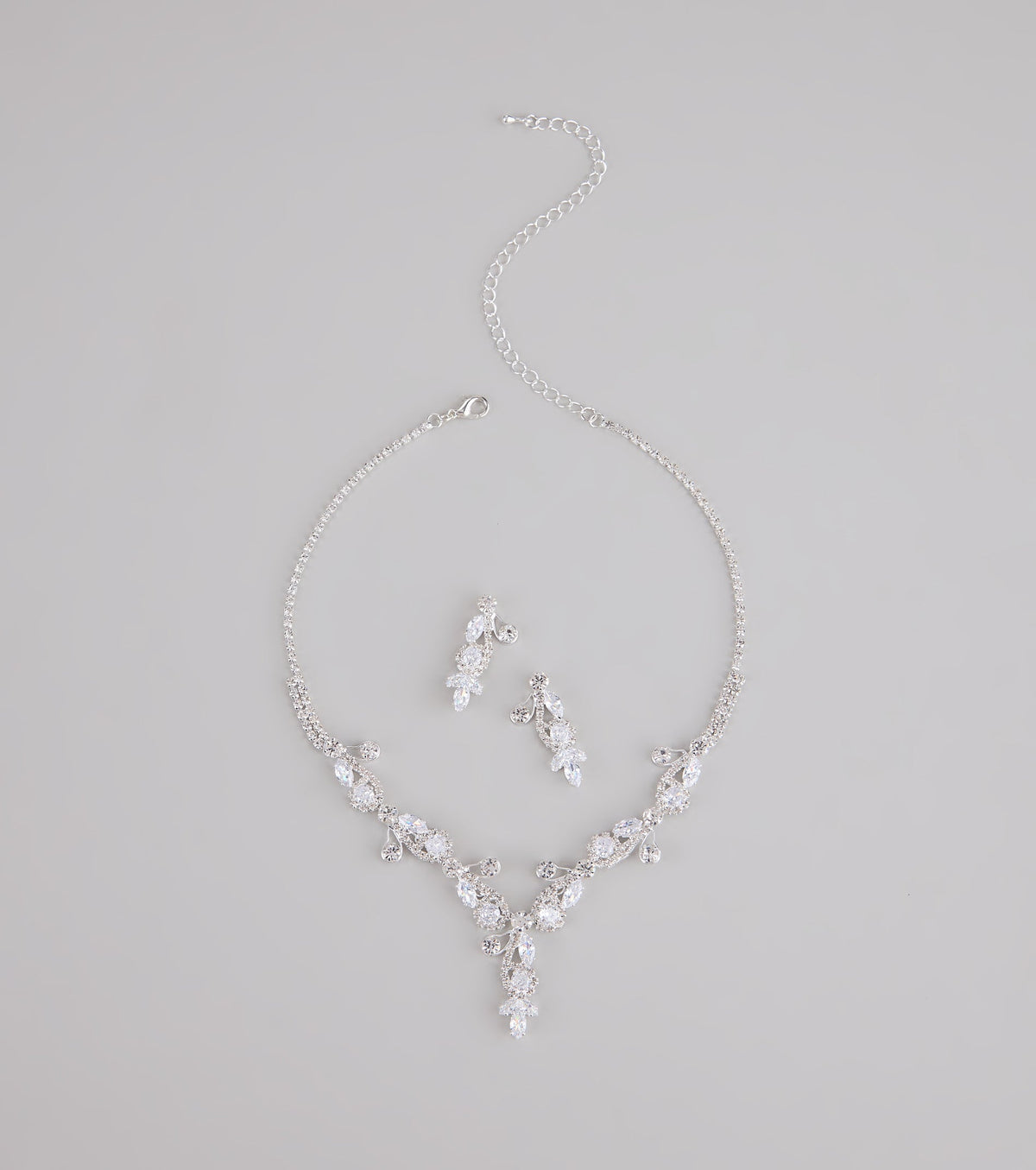 Statement Glow Rhinestone Necklace And Earrings Set