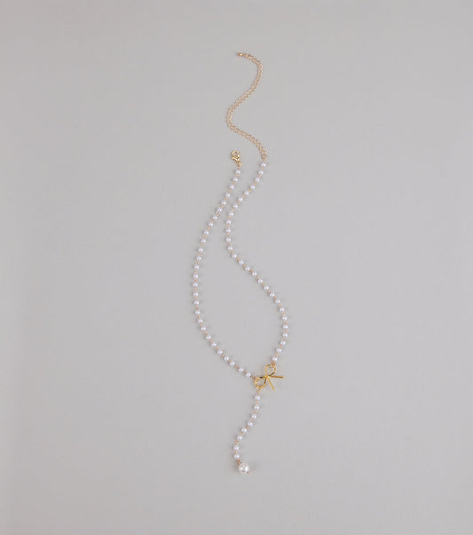 Pretty Please Bow and Pearl Necklace