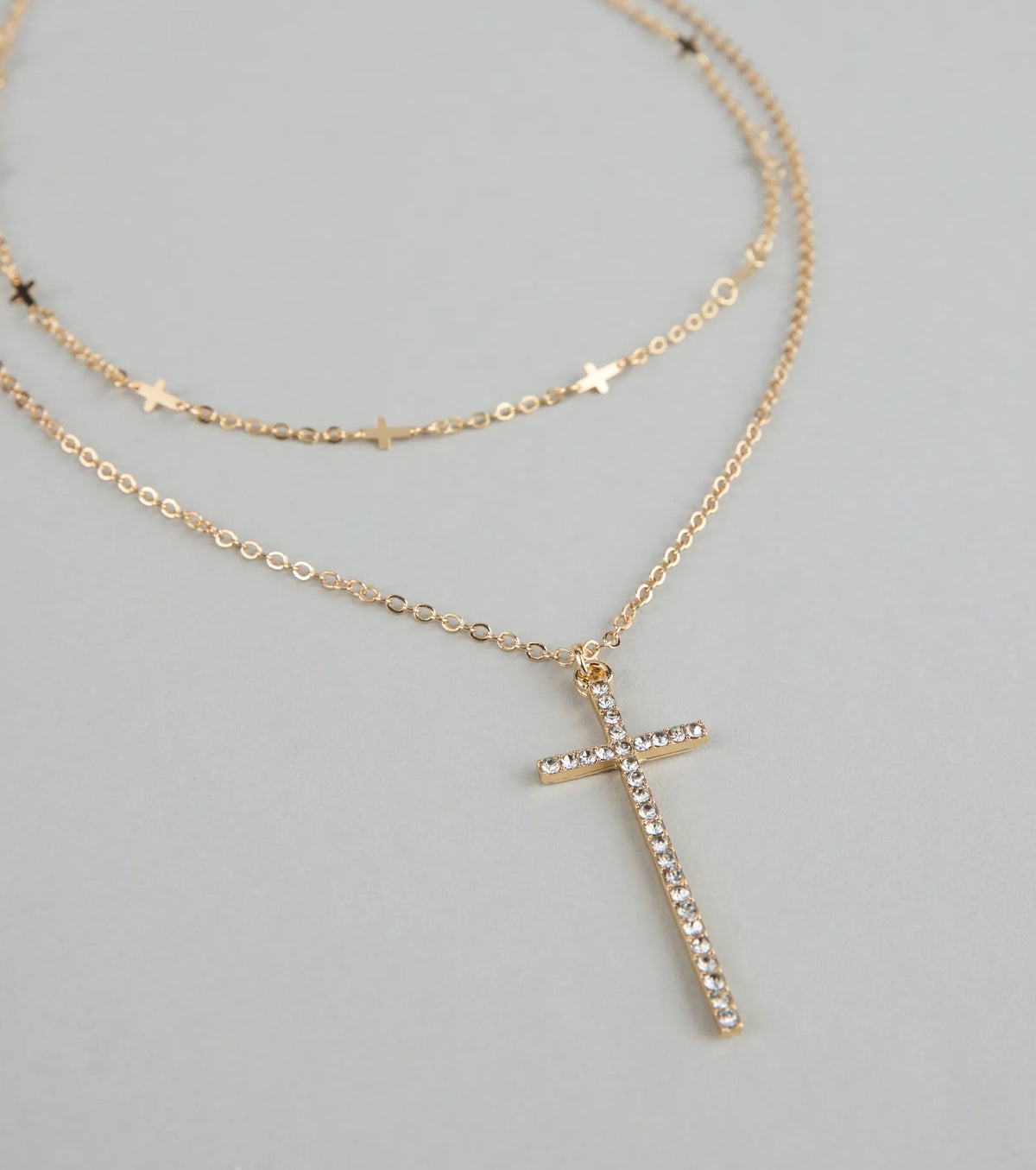 Glam Energy Layered Cross Chain Necklace