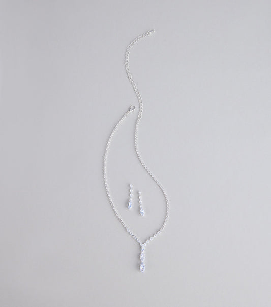 Instant Glam Rhinestone Necklace And Earrings Set