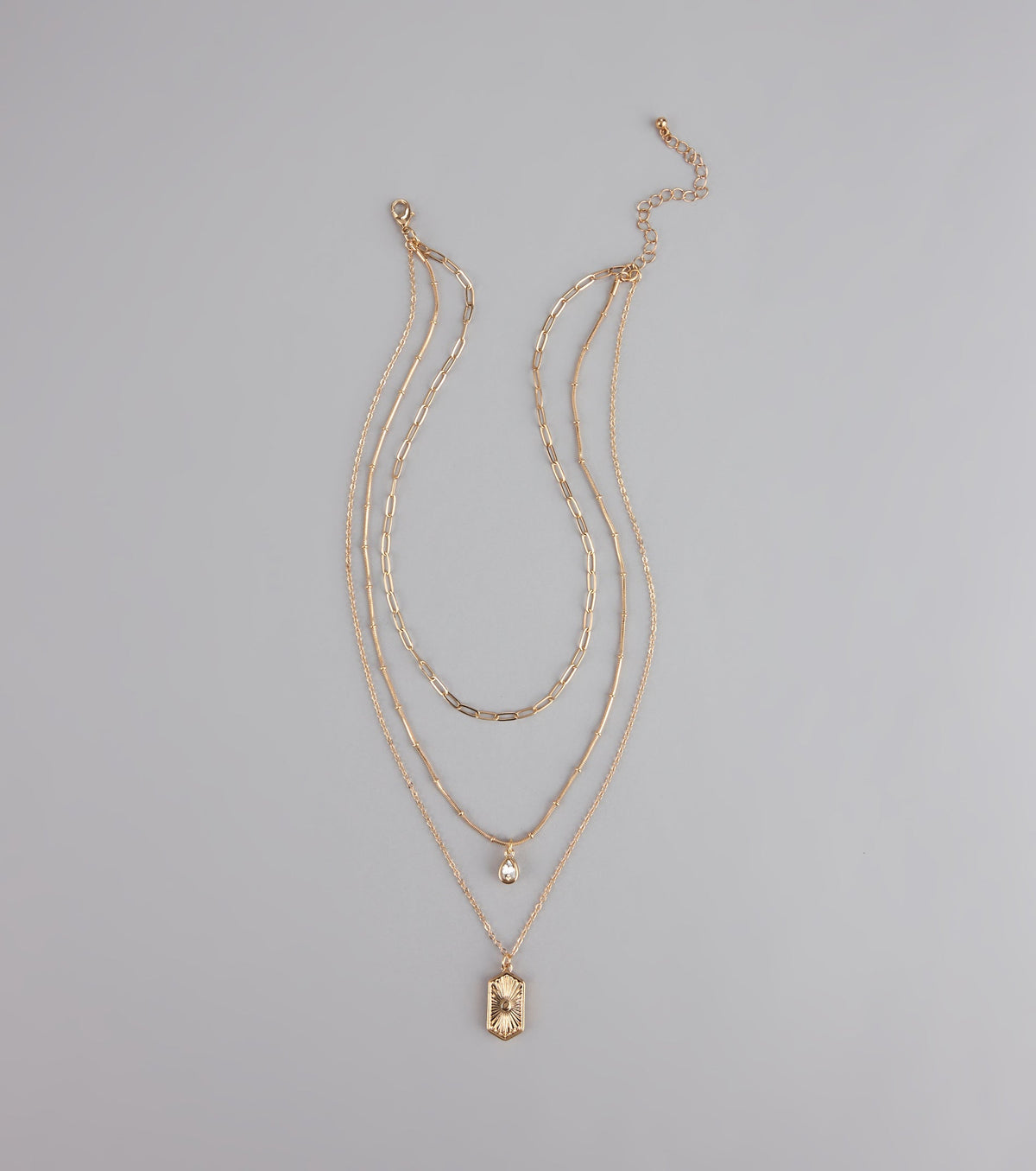 Stacked Up Layered Chain Charm Necklace
