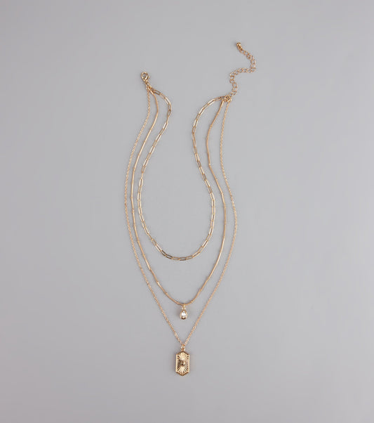 Stacked Up Layered Chain Charm Necklace