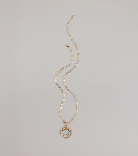 Stay Lucky Clover Charm Paperclip Chain Necklace