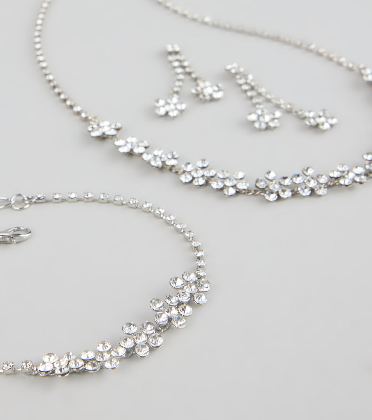 Shine Bloom Rhinestone Floral Jewelry Set