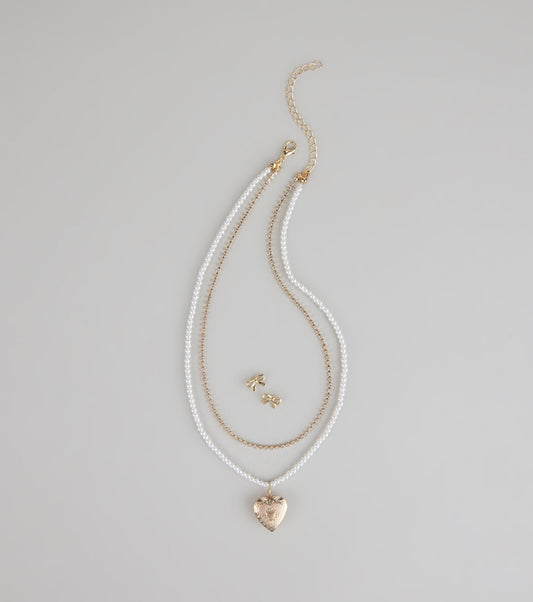 Sweetheart Vibes Necklace And Earrings Set