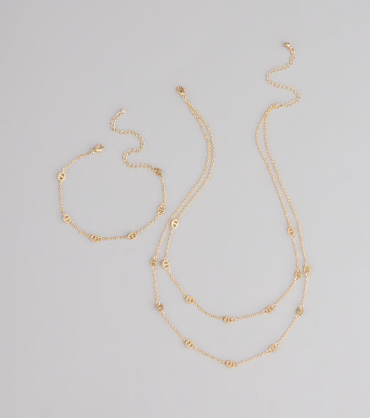 Twice As Chic Layered Necklace And Bracelet Set