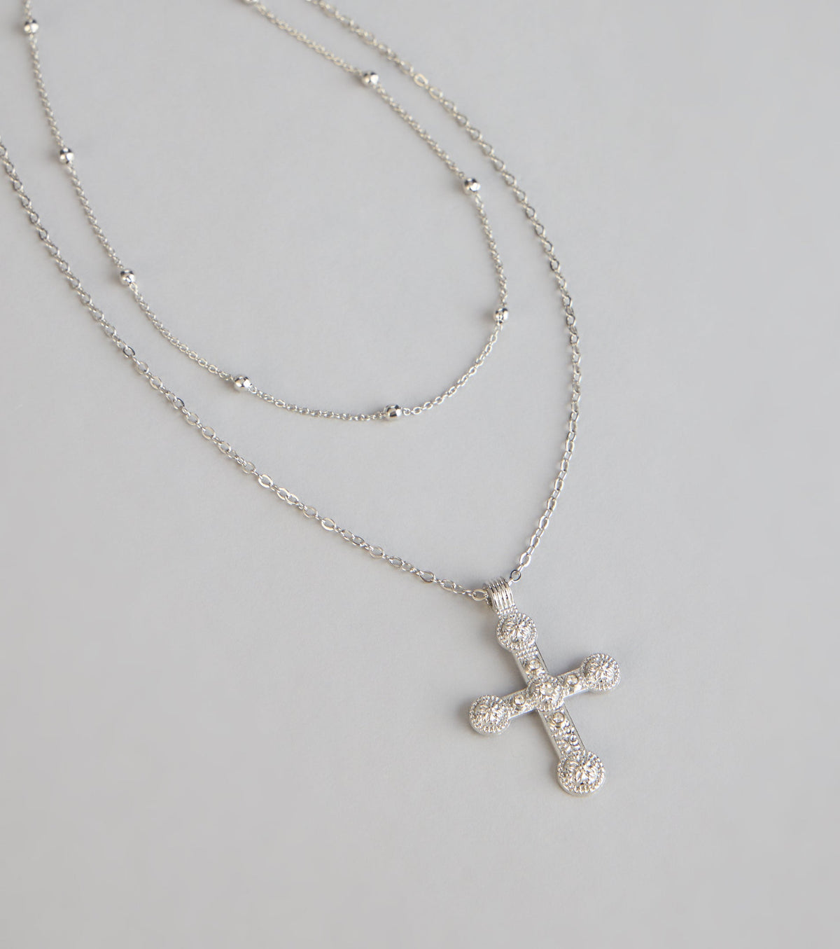 Divinely Draped Dainty Layered Cross Necklace