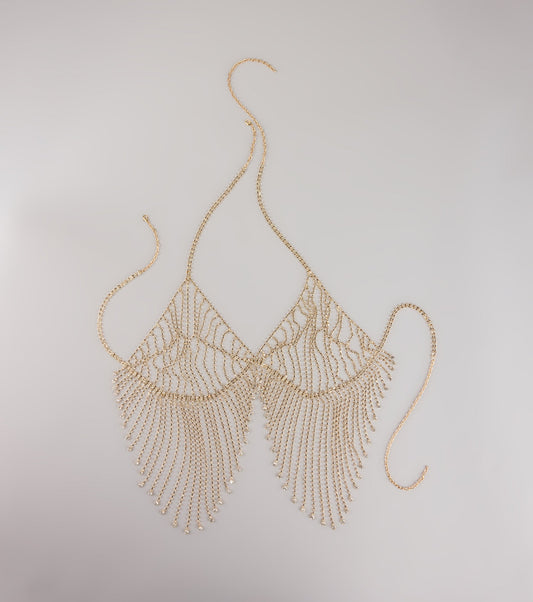 Goddess Drip Rhinestone Bra Chain Necklace