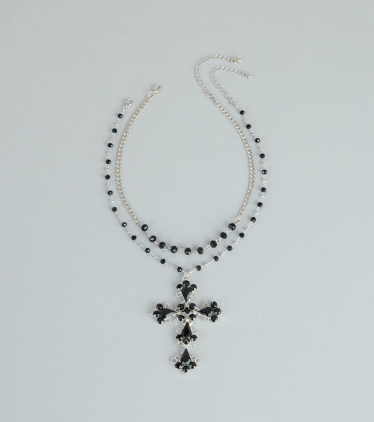 Instant Edge Cross Pendant Statement Necklace