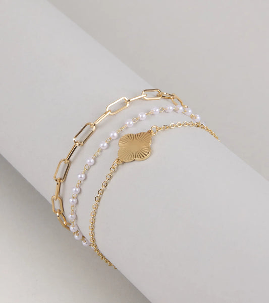 Lucky Layers Pearl Bracelet Set