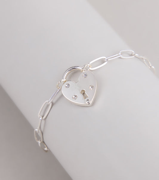 Locked In Love Heart Charm Bracelet