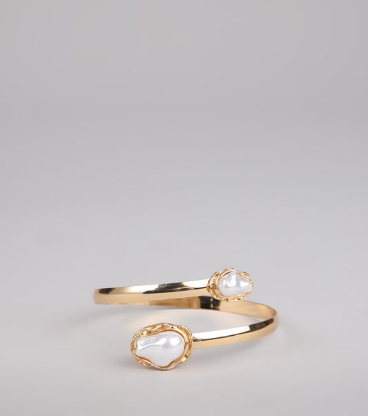 Luxe Aura Faux Pearl Arm Cuff