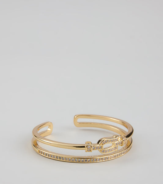 Lucky Spark Rhinestone Horseshoe Cuff Bracelet