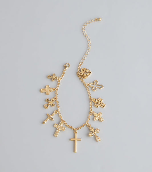Charm Drop Cross Charm Anklet